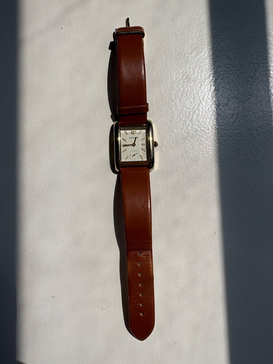 Tory Burch Eleanor Watch Gold Case Brown Leather Strap